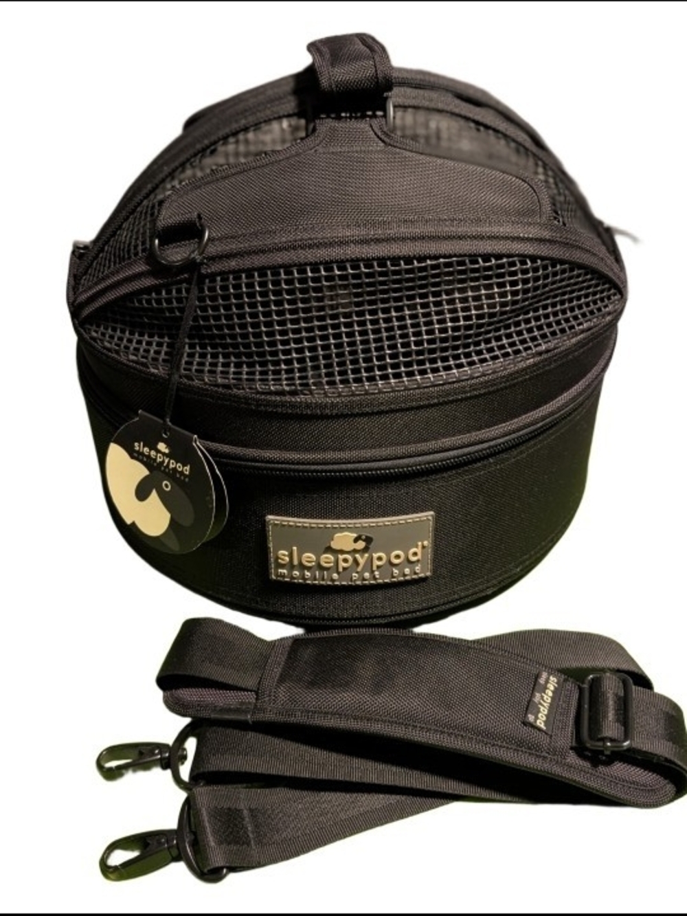 Sleepypod Black Portable Pet Pod Carrier with Adjustable Strap